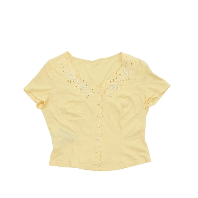Marks & Spencer Women's Top UK 14 Yellow 100% Cotton