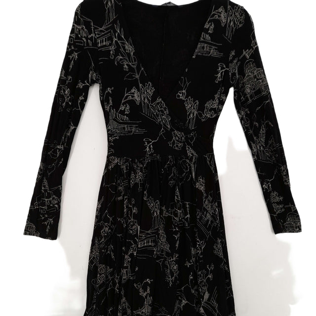 French Connection Women's Midi Dress UK 8 Black 100% Viscose