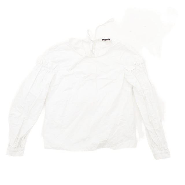 Topshop Women's Blouse UK 6 White Cotton with Polyester