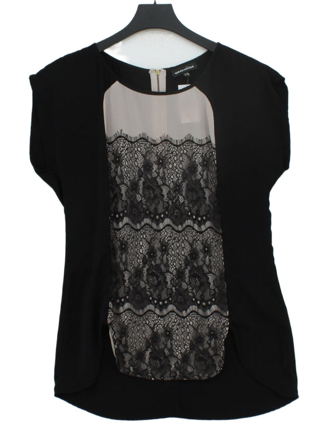 Warehouse Women's T-Shirt UK 10 Black 100% Polyester