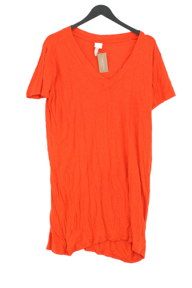 H&M Women's Midi Dress S Orange Viscose with Linen