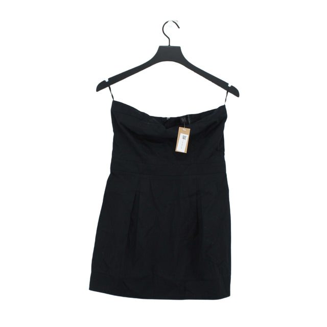 Mango Women's Midi Dress M Black Cotton with Elastane