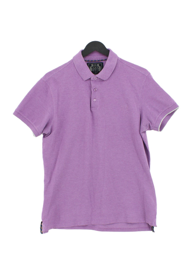 Paul Costelloe Men's Polo L Purple 100% Cotton
