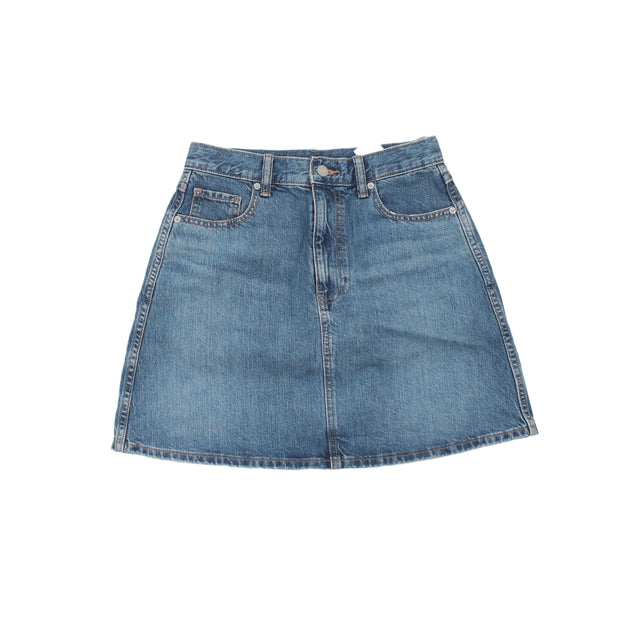 Uniqlo Women's Mini Skirt W 38 in Blue 100% Cotton