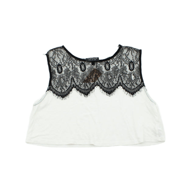 Topshop Women's Top UK 8 White Viscose with Polyester