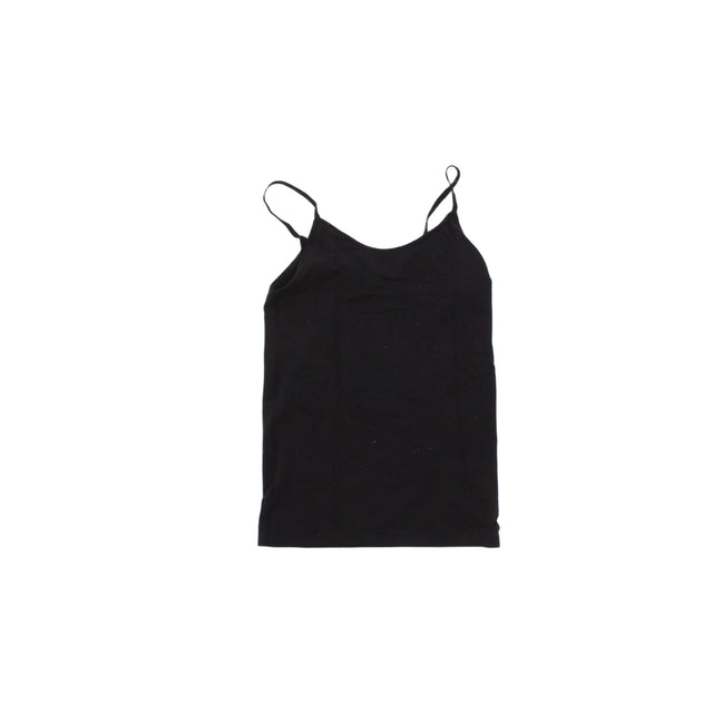 Made In Italy Of Benetton Women's Top S Black Cotton with Polyester, Elastane