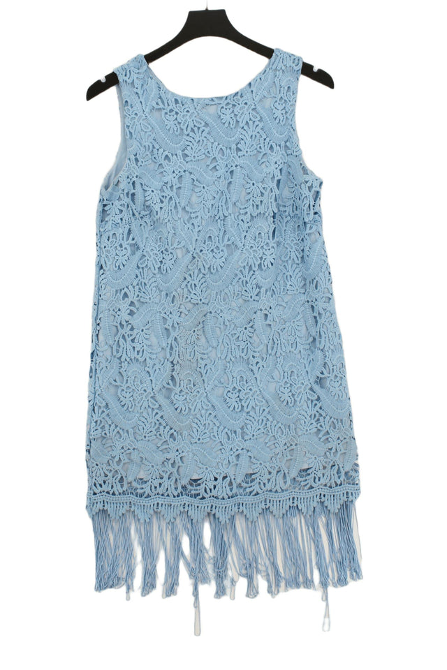 Louche Women's Midi Dress UK 10 Blue Polyester with Cotton, Elastane, Nylon