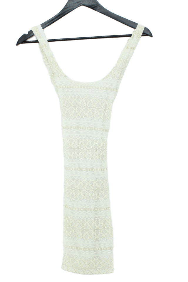 Rare Women's Mini Dress UK 8 Cream Nylon with Other, Polyester, Elastane