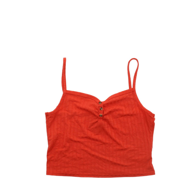 Topshop Women's Top UK 12 Orange Polyester with Viscose