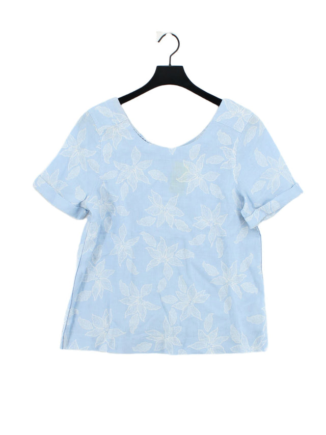 White Stuff Women's T-Shirt UK 10 Blue 100% Linen