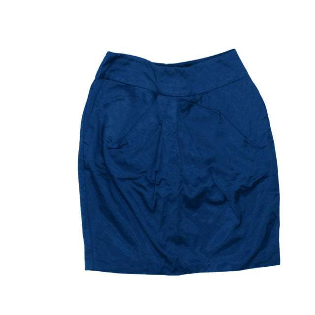 Reiss Women's Mini Skirt UK 4 Blue Cotton with Polyester