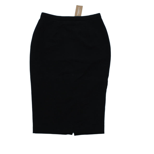 M&S Women's Midi Skirt UK 6 Black Polyester with Viscose