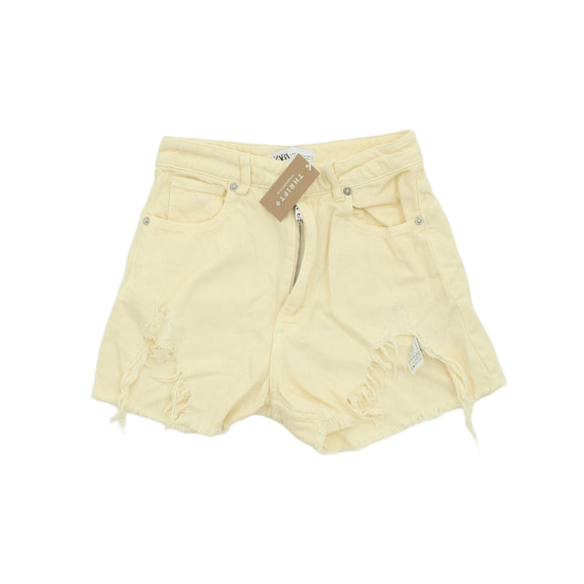 Zara Women's Shorts UK 6 Yellow 100% Cotton