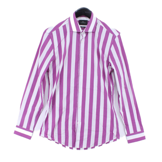 Moss London Men's T-Shirt S Purple Polyester with Cotton, Elastane
