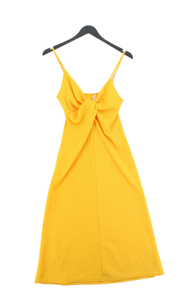 H&M Women's Midi Dress UK 4 Yellow Polyester with Elastane