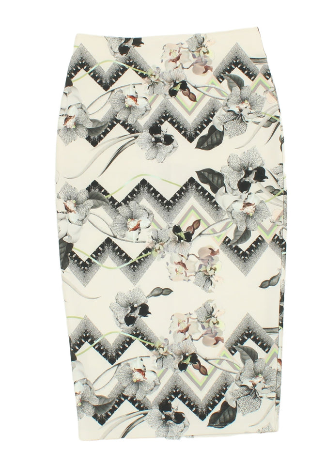 Miss Selfridge Women's Midi Skirt UK 6 Cream Polyester with Elastane