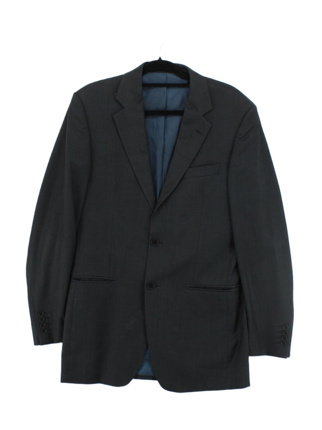 Reda Men's Blazer Chest: 36 in Grey Wool with Polyester, Viscose