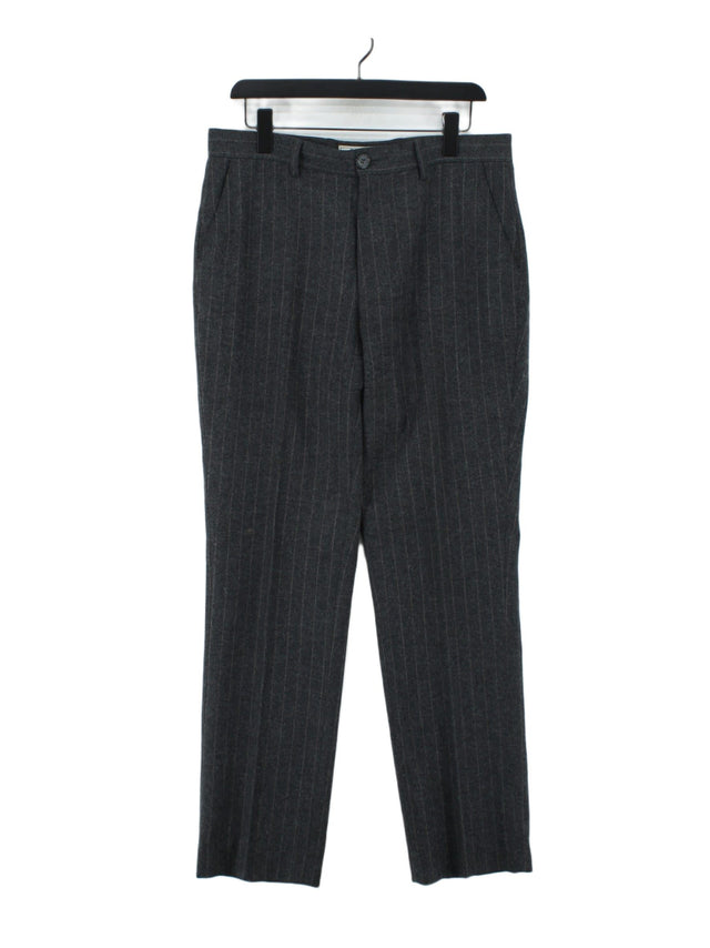 Boden Men's Suit Trousers W 34 in Grey Wool with Nylon, Polyester