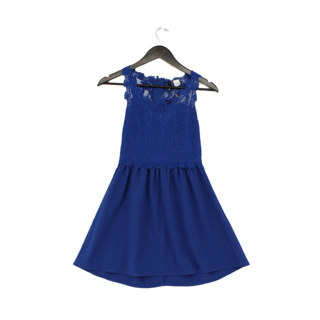 H&M Women's Mini Dress UK 10 Blue Polyester with Viscose