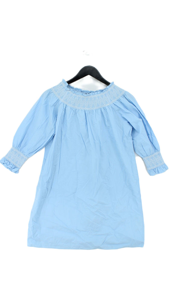 Zara Women's Midi Dress S Blue 100% Cotton
