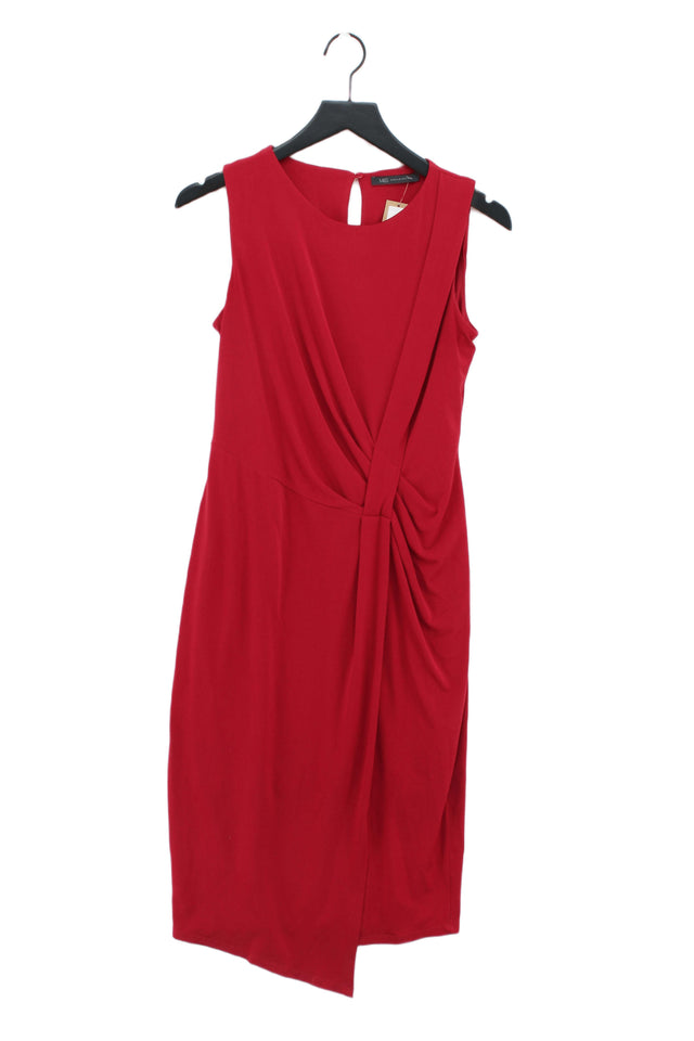 M&S Women's Midi Dress UK 10 Red Polyester with Elastane