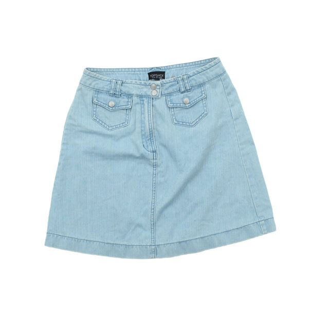Topshop Women's Mini Skirt UK 10 Blue 100% Cotton