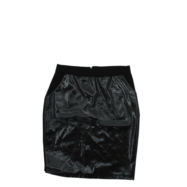 H&M Women's Midi Skirt M Black Polyester with Viscose, Elastane