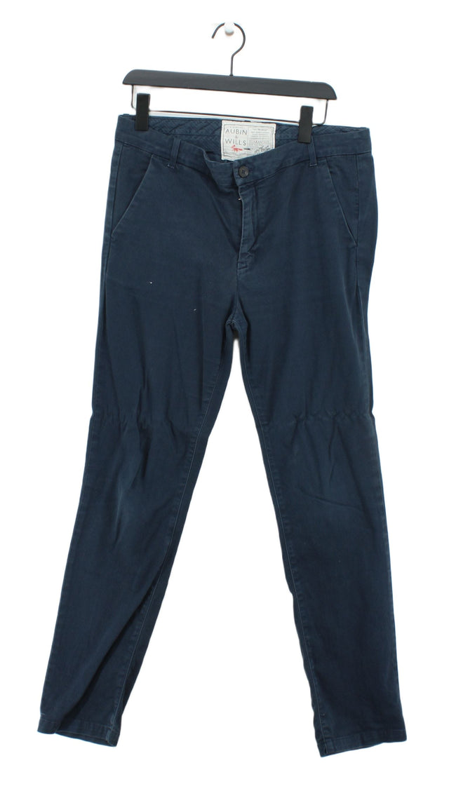 Aubin & Wills Women's Suit Trousers UK 14 Blue 100% Cotton