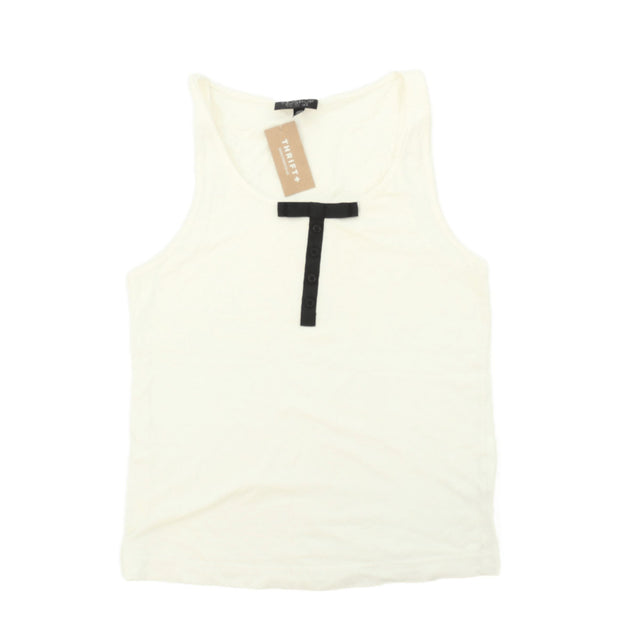 Topshop Women's T-Shirt UK 6 Cream 100% Cotton