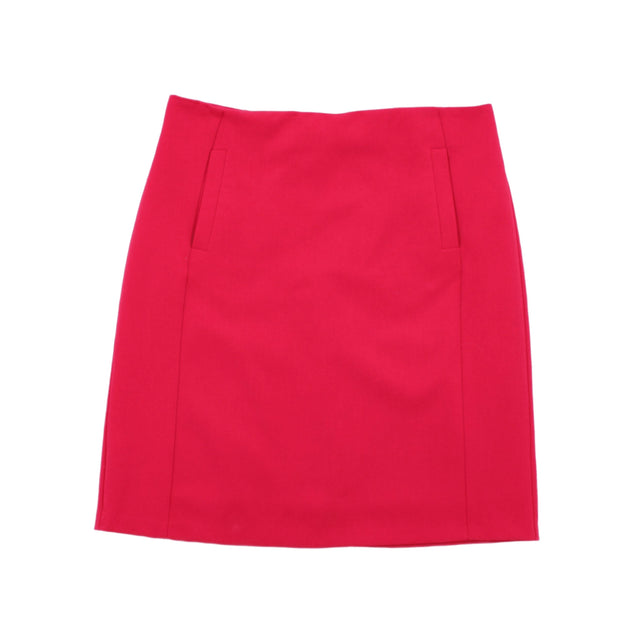M&S Women's Midi Skirt UK 12 Pink Polyester with Viscose, Elastane
