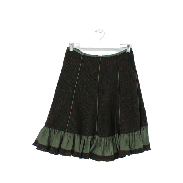 Fever Women's Midi Skirt UK 10 Green Viscose with Wool