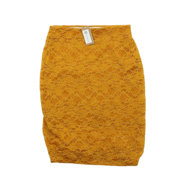 Zara Women's Midi Skirt S Orange Elastane with Polyamide, Polyester