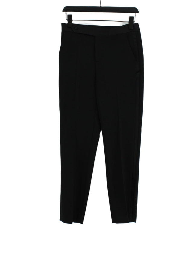 Zara Women's Suit Trousers S Black Polyester with Elastane, Viscose