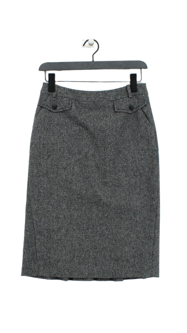 Next Women's Midi Skirt UK 8 Grey Wool with Acrylic, Polyamide, Polyester