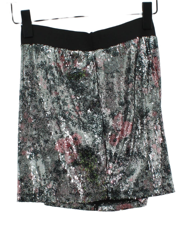 Asos Women's Mini Skirt UK 10 Silver Polyester with Elastane