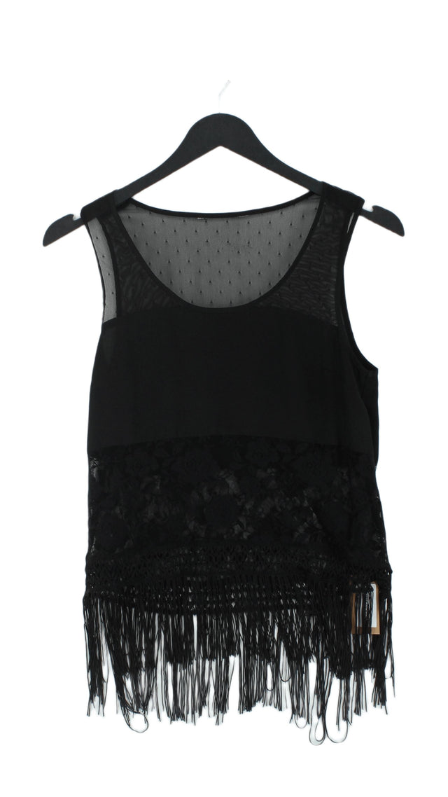 Miss Selfridge Women's T-Shirt UK 6 Black Polyester with Elastane, Polyamide