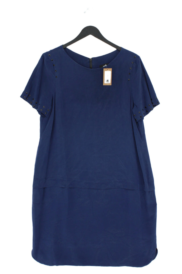 Wallis Women's Midi Dress M Blue Polyester with Cotton, Viscose