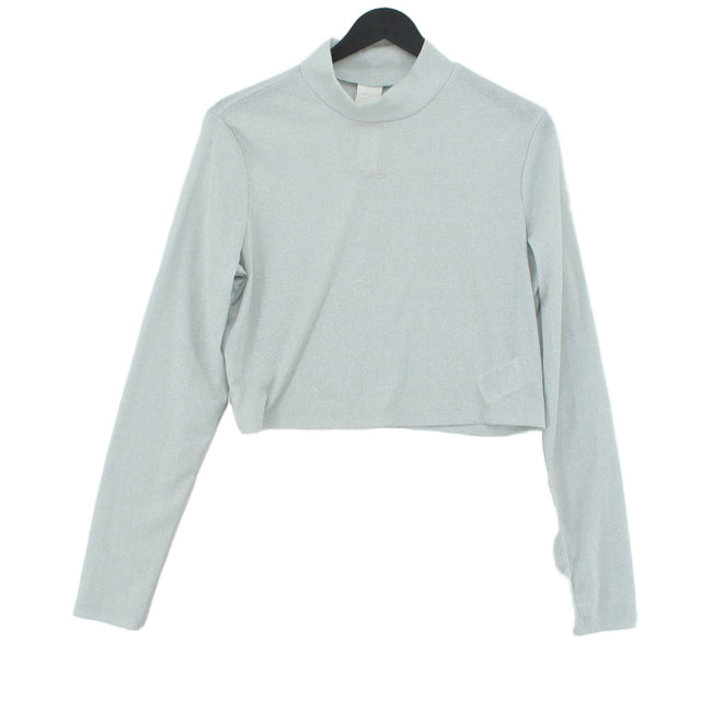 H&M Women's Jumper L Grey Polyester with Elastane