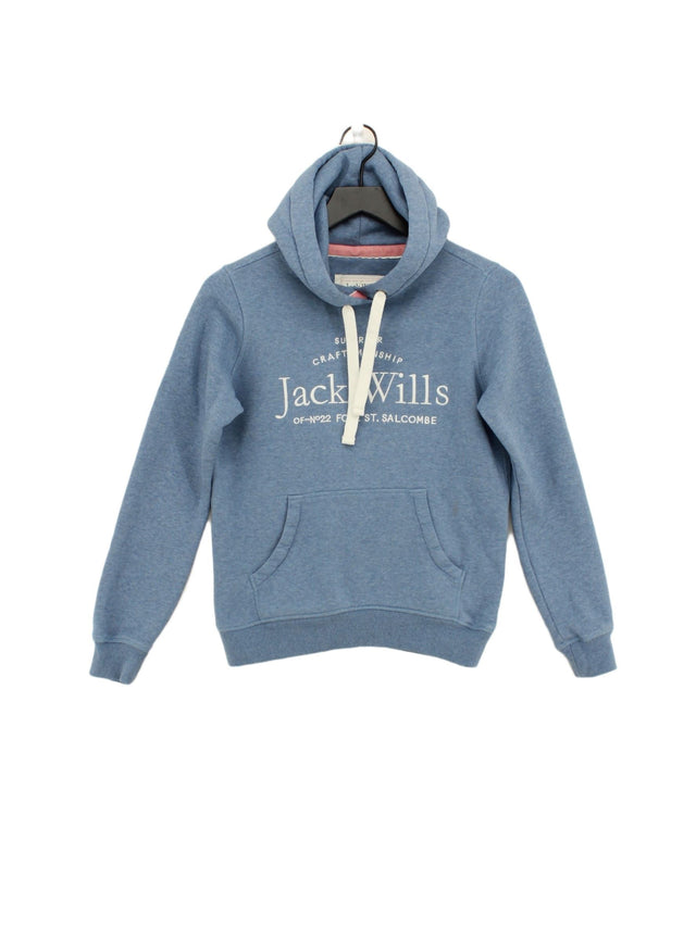 Jack Wills Women's Hoodie UK 6 Blue Cotton with Polyester