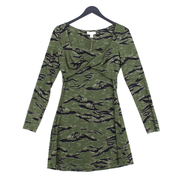 Topshop Women's Midi Dress UK 8 Green Polyester with Viscose, Elastane