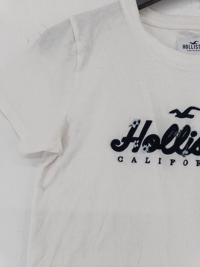 Hollister Women's T-Shirt Xs Cream 100% Cotton