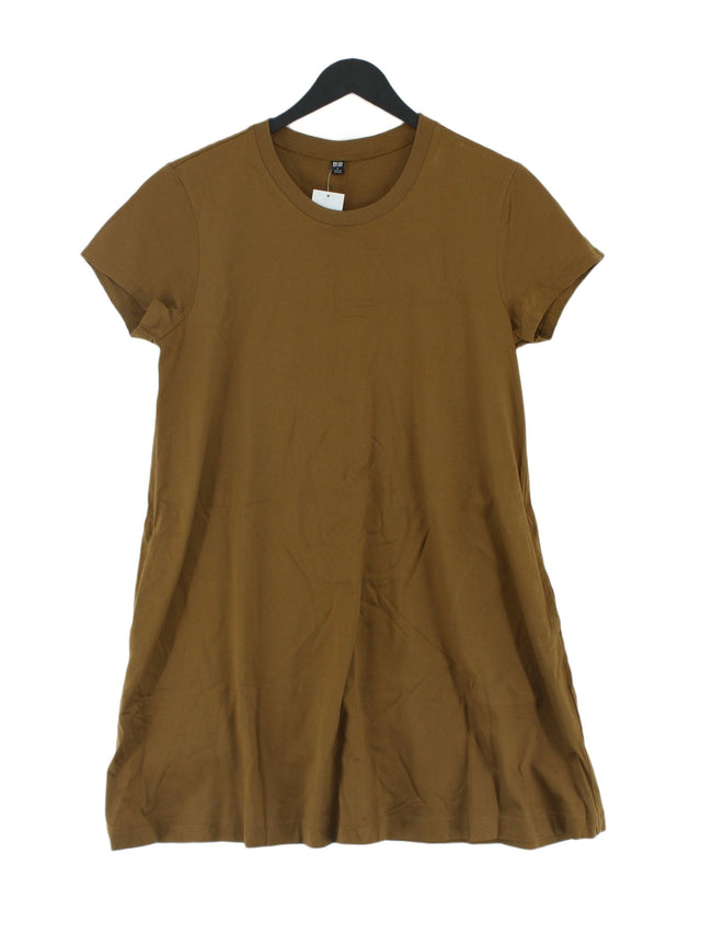 Uniqlo Women's Mini Dress S Brown 100% Cotton