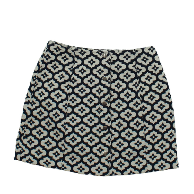 Topshop Women's Mini Skirt UK 10 Blue Cotton with Polyester