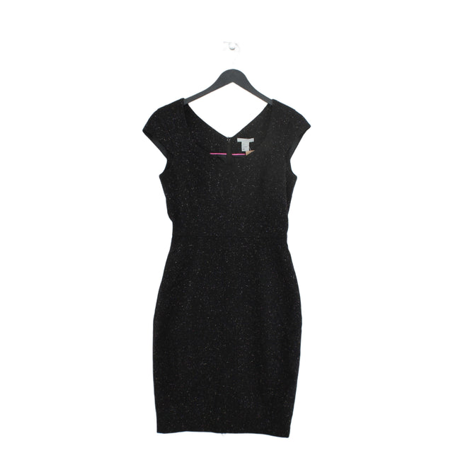 H&M Women's Midi Dress UK 10 Black 100% Cotton
