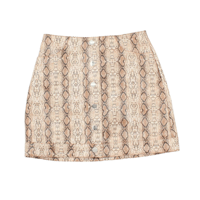 Topshop Women's Mini Skirt UK 4 Brown Cotton with Polyester, Viscose, Other