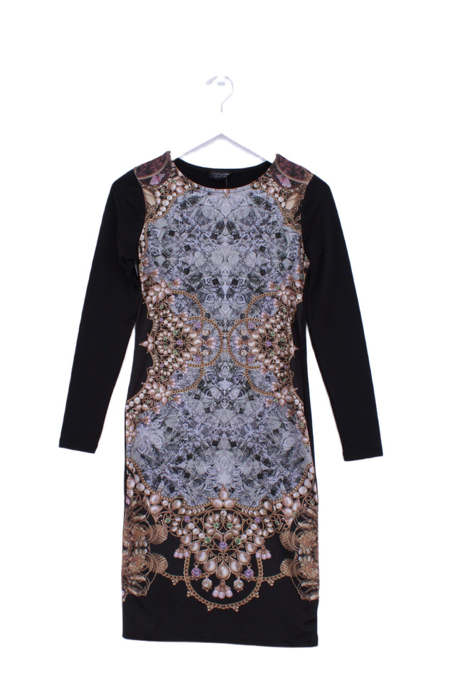 Topshop Women's Midi Dress UK 10 Black 100% Polyester
