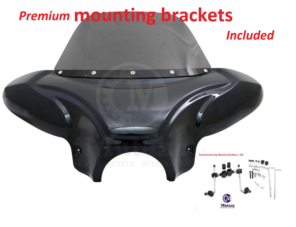 34" Universal Motorcycle Batwing Fairing w/ Windshield w ...