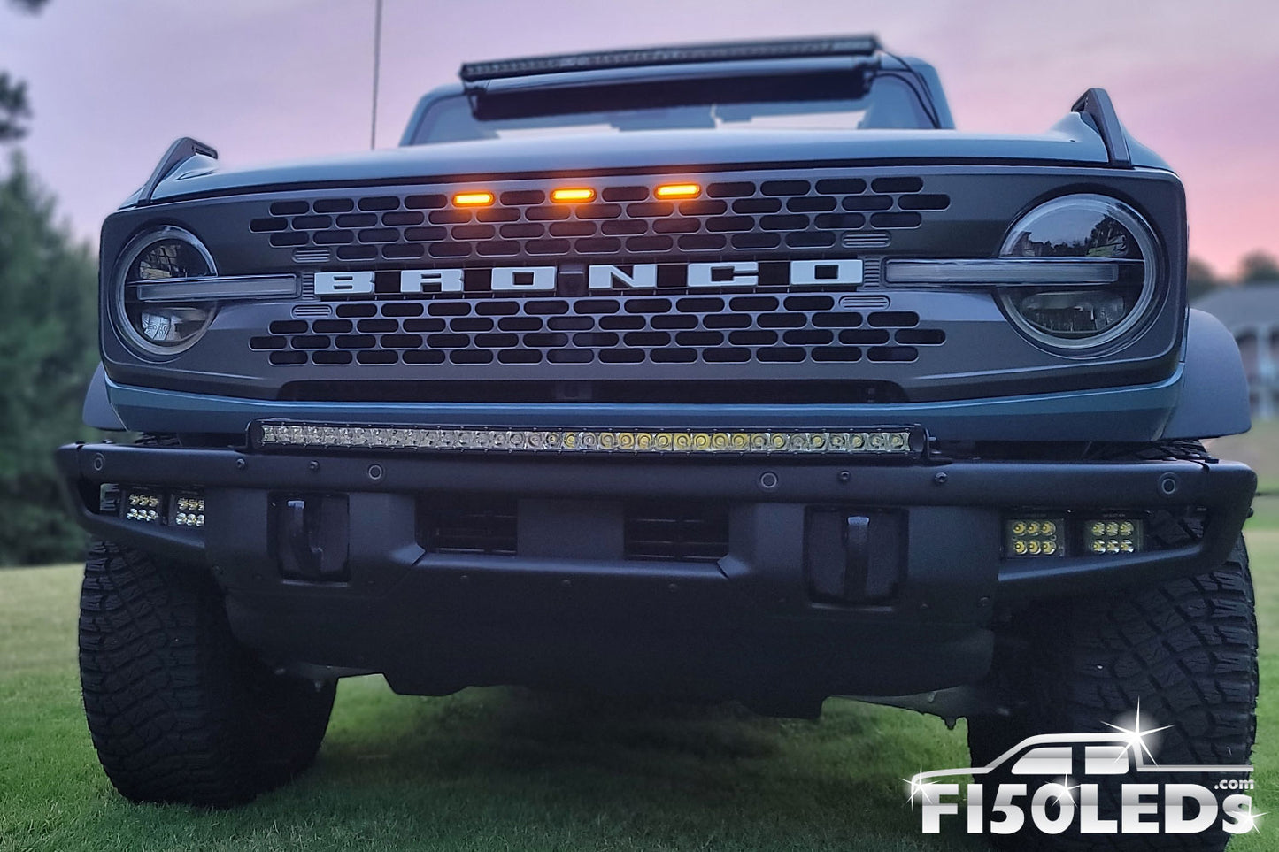 2021 2023 Ford Bronco Raptor Style Extreme Amber LED grill Kit