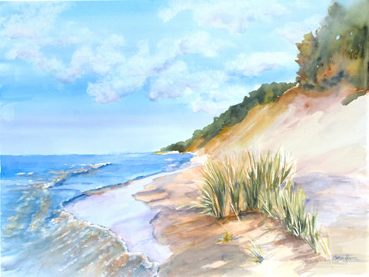 Koordinere Laboratorium større Lake Michigan shoreline dunes watercolor art print Giclee – Lake Effect  Gallery