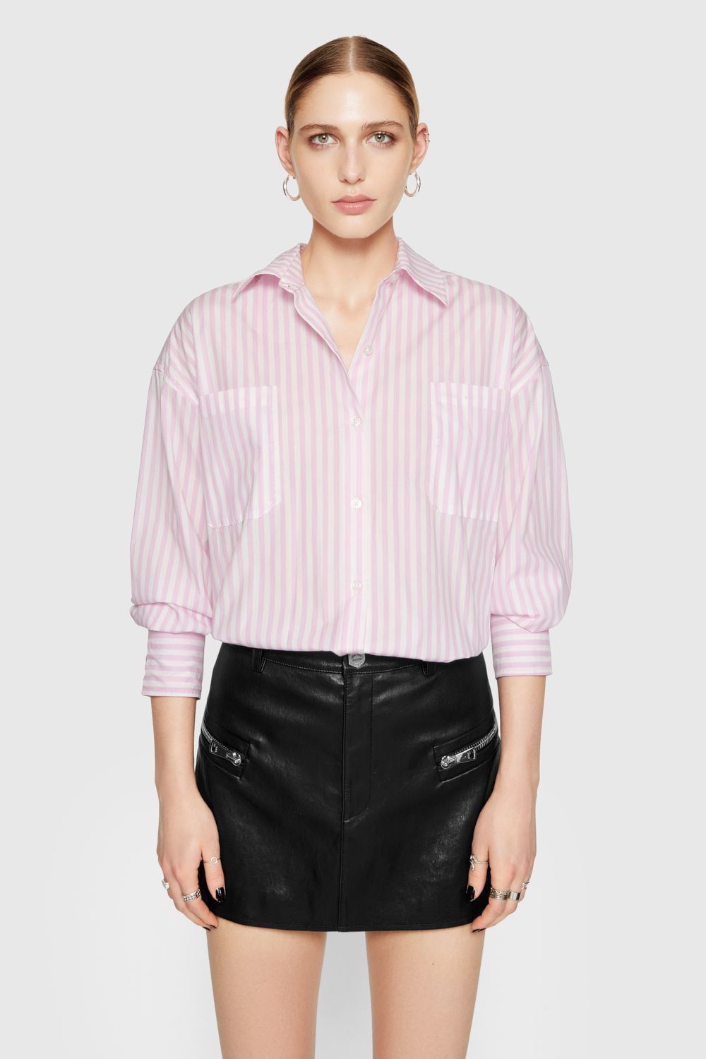 Shop Rebecca Minkoff Coco Boyfriend Shirt In Lilac